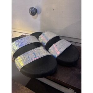 Victoria Secret "PINK"  Iridescent Color Slides Women's 7 Slip On‎ Double Strap